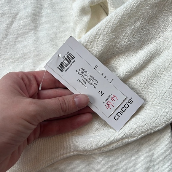 NWT Chico’s Pullover Sweater pointelle sleeves - Picture 2 of 5